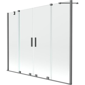 MEXEN/S - Velar Duo dvojkrídlová posuvná vaňová zástena 200 x 150, transparent, grafit metal 896-200-000-02-95