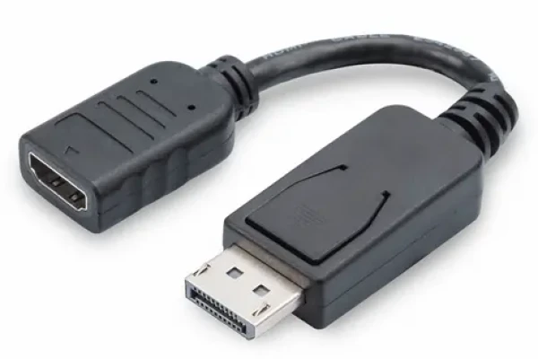 Digitus DP-HDMI AM/F čierna / Redukcia / DisplayPort - HDMI / 0,15 m / s blokovaním (AK-340400-001-S)