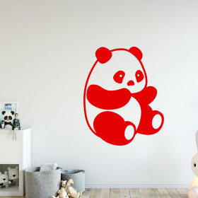 Veselá Stena Samolepka Roztomilá panda Farba: červená, Veľkosť: 80 x 64 cm