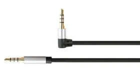 Python Audio kábel Jack 3,5 mm 4pin čierny / Audio kábel / 0,5 m / zalomený konektor / pozlátené kontakty (GC-M0231)