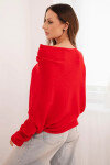 Dámsky asymetrický netopierí sveter viskóza červená UNI