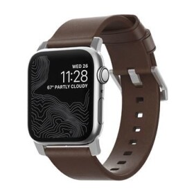 Nomad Leather kožený remienok pre Apple Watch (42 amp; 44 mm) hnedá koža strieborná pracka (NM1A4RSM00)