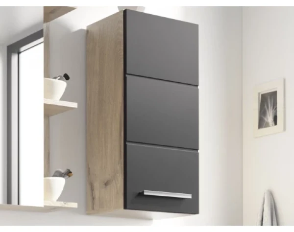 Nástenná kúpeľňová skrinka Vista 34 cm, dub viking/čierna%