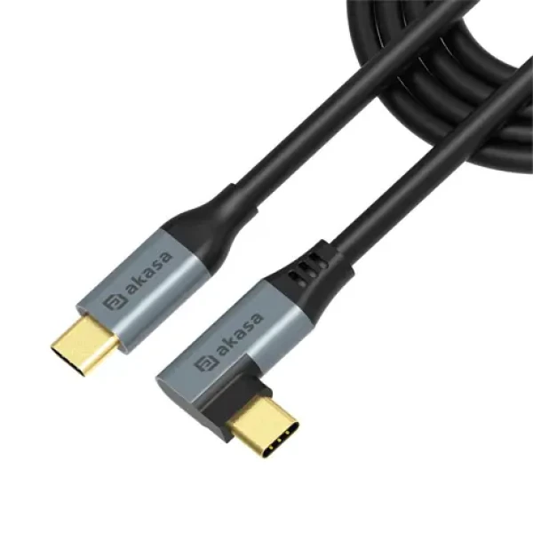 Akasa USB-C (M) - USB-C (M) 1 m čierna / 100W PD / 90 ° / 240Mbps (AK-CBUB68-10BK)