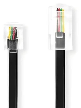 Nedis telefónny kábel RJ11-RJ45 plochý čierny / Telefónny kábel / pozlátené konektory / 5 m (TCGL90201B50)