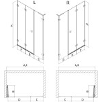 MEXEN/S - Lunar-F L skladacie sprchové dvere ľavé 145, transparent, grafit metal 836SL-145-050-95-00-L