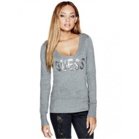 GUESS pulóver Chianna Logo Sweater sivý XS Sivá