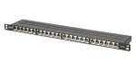 Digitus 0,5U čierna / Patch panel / 24 portov / Cat6a / tienený / RJ-45 (DN-91624S-SL-EA)