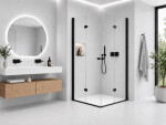 CERANO - Sprchovací kút Volpe Duo Ľ/P - 6 mm - čierna matná, transparentné sklo - 70x120x190 - zalamovacia CER-521059