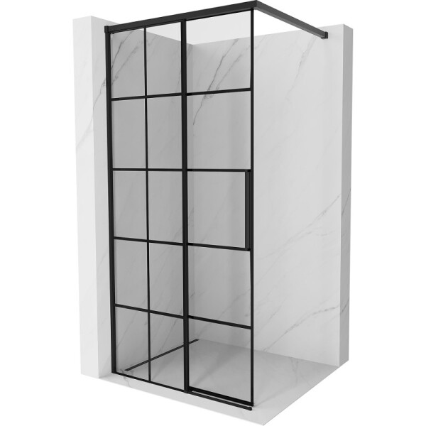 MEXEN/S - Rox Sprchová zástena WALK-IN ľavá 115 x 200, čierna kratka 8 mm, čierna 8C2-115-003-70-77-L