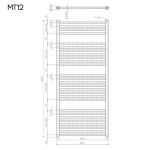 Mereo Vykurovací rebrík, rovný, 600x1330 mm, biely MT12