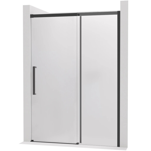CERANO - Sprchové posuvné dvere Lantono - pravá - 8 mm - Soft-Close - čierna matná, mliečne sklo - 130x195 CER-663160