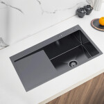 VELAZO Oceľový kuchynský drez 78 x 49 PVD grafit s odkvapkávačom vľavo, Velazo VELAZ7849RB