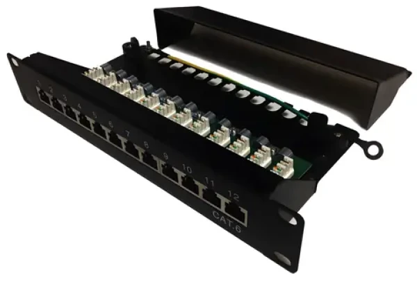 Xtendlan 10" čierna / Patch panel / 12 portov / Cat6 tienený / 1U / LSA (PP0-12C6S-LSA-HG)