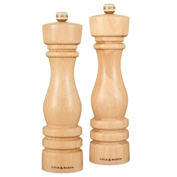 ColeMason London Natural Beech / Mlynčeky na soľ a korenie / darčeková sada / buk / 22 cm (H233011)