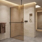 CERANO - Sprchová zástena Walk-in Onyx Top Cube Ľ/P - 8 mm - hranatá vzpera + polička/držiak na uteráky - čierna matná, bronzové sklo - 150x200 CER-690175