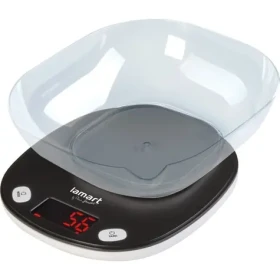 Lamart Pezo Kuchynská váha s miskou čierna / LCD display / max 5000g / 2x AAA / plast (8590669335732)