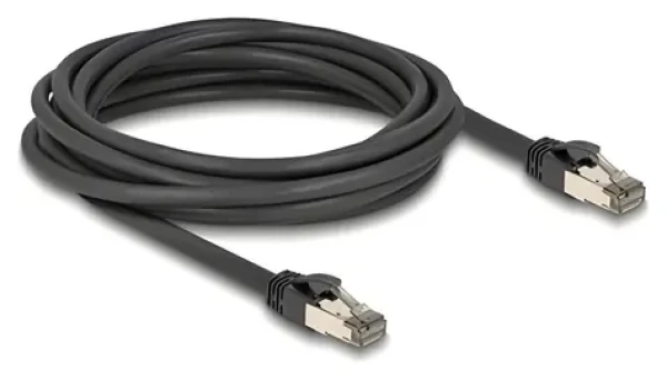 DeLock RJ45 Cat.6A U/FTP čierna / Sieťový kábel / 5 m / nerezový vnútorný plášť / odolný voči vlhkosti a prachu (80243)