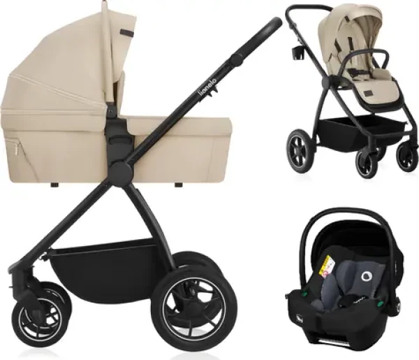 Lionelo Kočík kombinovaný Meril 3v1 Beige Sand / Hliníkový rám / Terénne bicykle / Autosedačka do 13 kg (LO-MERIL 3IN1 BEIGE SAND)