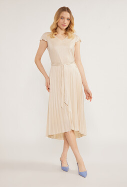 Monnari Šaty Shimmering Midi Dress Beige