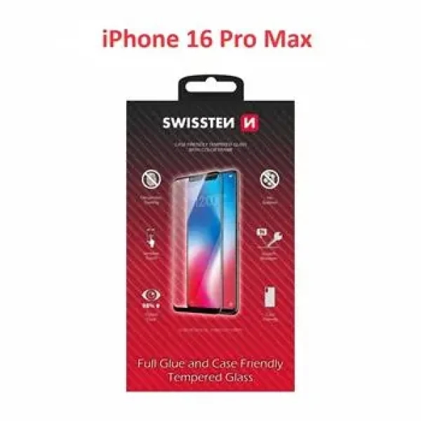 Swissten FULL FLUE COLOR FRAME CASE FRIENDLY ochranné sklo pre Apple iPhone 16 Pro Max čierna (54501868)