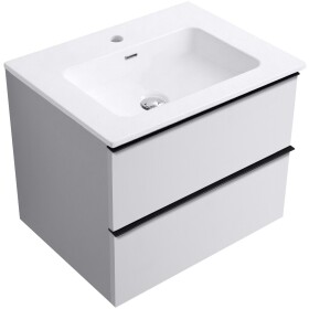 CERANO - Kúpeľňová skrinka Velora - biela matná, úchytka čierna + keramické umývadlo Novo - biela lesklá - 71x54,5x46,5 CER-979875