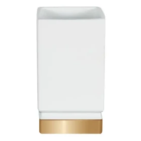 Spirella ROMA kelímok na kefky biely porcelán / zlatý podstavec (7610583179760)