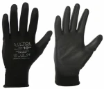 SIXTOL GLOVE PE-PU 10 čierne / Rukavice pracovné z polyesteru polomáčané v polyuretáne / veľkosť 10 (SX5047)
