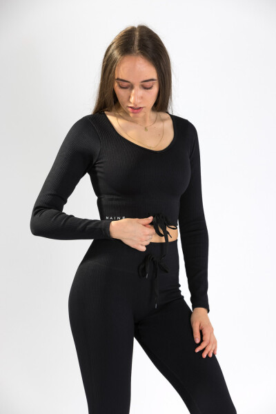 CropTop s dlhým rukávom 5.0. - Naine S černá