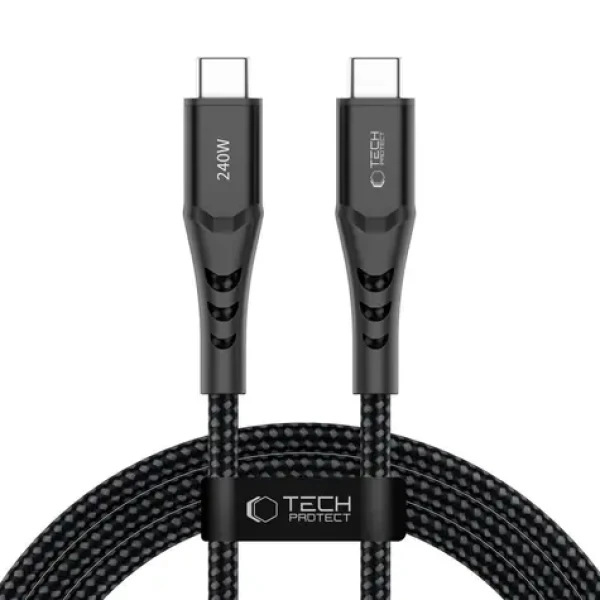 Tech-Protect Ultraboost UB11T čierna / Nabíjací kábel / USB-C - USB-C / PD 240W / QC3.0 / 200 cm