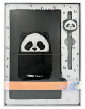 Nimmy Big Eyed Pet 2.0 Panda čierna / Zápisník s perom / 2v1 / motív panda (N-XDY-SZB-06)