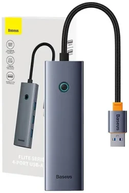 Baseus UltraJoy Rozbočovač 4v1 USB-A do 4xUSB 3.0 sivá (B0005280A813-02)