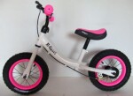 Mamido Odrážadlo R3 ružovo-biele R-Sport 12'' s brzdou a zvončekom