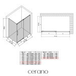 CERANO - Sprchovací kút Lantono - pravá - 8 mm - Soft-Close - chróm, mliečne sklo - 160x100 - posuvný CER-665593