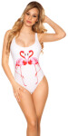 Trendy Swimsuit with Flamingo Print white 34