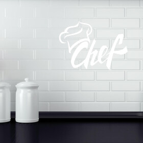 Veselá Stena Samolepka Chef Farba: bílá, Veľkosť: 40 x 28 cm