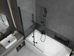 MEXEN/S - Vega obdĺžniková vaňa 180 x 80 cm s panelom + vaňová zástena 100, transparent, čierna 550118080X9210027000