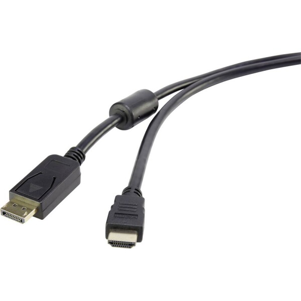 Renkforce DisplayPort / HDMI káblový adaptér Konektor DisplayPort, Zástrčka HDMI-A 0.50 m čierna RF-3301450 s feritovým jadrom, pozlátené kontakty Kábel; RF-3301450