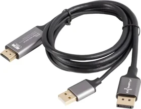 Lanberg CA-HDDP-20CU-0010-BK čierna / Kábel DisplayPort na HDMI + USB-A / 1 m (CA-HDDP-20CU-0010-BK)