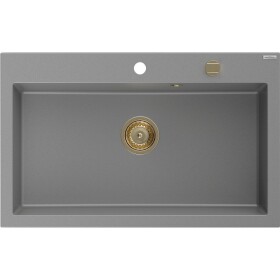 MEXEN/S MEXEN/S - Elix granitový drez 1-miska 800 x 500 mm, sivý, sifón zlatá 6527801005-71-G