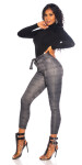 Sexy Highwaist Thermo Pants with Belt blackwhite L/XL