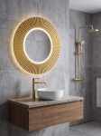 SAPHO - PRIDE STRIP guľaté zrkadlo s LED osvetlením v ráme, priemer 75cm, zlato PD750