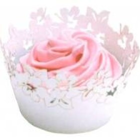 Ozdobný strieborný golier na cupcakes s kvetinovým motívom, 12 ks - PME - PME