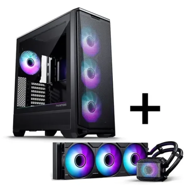 PHANTEKS Eclipse G400A + Glacier M25 Gen2 čierna / Sada: PC skriňa + AiO vodný chladič CPU / Mid Tower / priehľadná bočnica (GABU-589)
