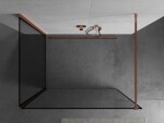 MEXEN/S - Kioto Sprchová zástena WALK-IN 90 x 70, čierna vzor, ružové zlato 800-090-212-60-70-070