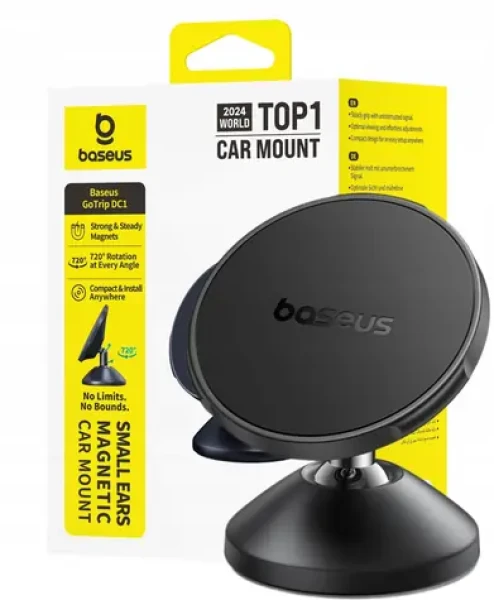 Baseus GoTrip DC1 čierna / Držiak telefónu do auta / MagSafe / palubná doska a čelné sklo (6932172692308)