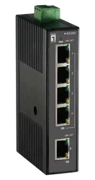 LevelOne Priemyselný switch 5x FE DIN plastový / Switch / Neriadený / Auto MDI/MDI-X / IP30 (IES-0500)