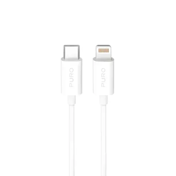 Puro TPE biela / Dátový kábel / USB-C - Lightning / 20 W / 3 m