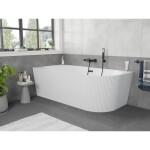 MEXEN/S - Silo voľne stojaca rohová vaňa ľavá reliéf 150 x 75, biela, sifón a prepad čierna 52891507500L-70