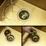 REA REA - Oceľový drez Liam BRUSH GOLD s kuchynskou batériou KPL-96007